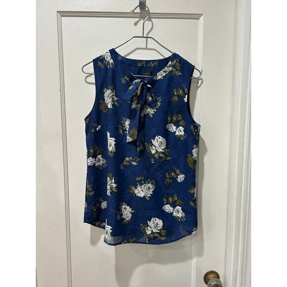 Talbots size medium blue pattern lace lined sleeveless top - Picture 1 of 4